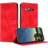 Mo-Beauty Cover per Samsung Galaxy J3 2016 / J310, Cover Portafoglio in Pelle Sintetica Tasca Carte Antiurto Protettiva di Con Slot Premium Flip Libro Custodia per Samsung J3 2016/ J310 (Rosso)