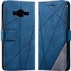 Vankii Cover per Samsung Galaxy J310/J3 2016, Flip Caso Libro Premium Portafoglio Custodia in Pelle PU Magnetica,Custodia Pelle Sintetica TPU Silicone Antiurto,Funzione Supporto Slot Schede (Blu)