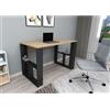 LBSIGN Scrivania Moderna 120x60x74 Con Ripiani Laterali Breeze Rovere Chiaro E Nero