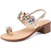QUEEN HELENA Sandali Gioiello Infradito con Tacco Donna Y6022 (Oro, Sistema Taglie Calzature EU, Adulto, Donna, Numero, Media, 40)