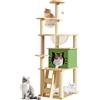 Mekidulu Tiragraffi per gatti,Con Cuccia gatto,2 Capsula spaziale trasparente,Gioco per Palla,Trespolo per Piattaforma,Scala per,Tiragraffi per gatti adulti(145CM)