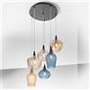 Gea luce CLEOFE S/6 -LAMPADARIO A SOSPENSIONE 6 LUCI ATTACCO E27 IN VETRO COLORE MULTICOLOR