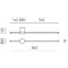 Gea luce ENILA A - APPLIQUE A PARETE ORO A LED 3000K 1320LM 20W DIMMERABILE 80CM