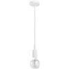 Gea luce GSO070- PENDENTE FLUTE CAVO IN STOFFA E ROSONE BIANCO SATINATO 1 LUCE ATTACCO E27 D.4,2CM