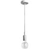Gea luce GSO074- PENDENTE FLUTE CAVO IN STOFFA E ROSONE NICKEL 1 LUCE ATTACCO E27 D.4,2CM