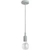 Gea luce GSO075- PENDENTE FLUTE CAVO IN STOFFA E ROSONE GRIGIO CEMENTO 1 LUCE ATTACCO E27 D.4,2CM