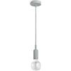 Gea luce GSO095 PENDENTE FLASH CAVO IN STOFFA E ROSONE GRIGIO CEMENTO 1 LUCE ATTACCO E27 D.4,6CX7,6M