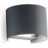 Gea luce GES876C- APPLIQUE IN ALLUMINIO E VETRO COLORE ANTRACITE LED 3000K 900LM 2X10W BIEMISSIONE 14CM