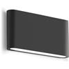 Gea luce GES881N- APPLIQUE ANTRACITE A LED 4000K 580LM 2X6W BIEMISSIONE IP54 ALLUMINIO E VETRO 17,5CM