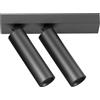 Gea luce GFA1475H- FARETTO SPOT ORIENTABILE 2 LUCI ATTACCO LED 2700K 1001LM 2X7W COLORE NERO SATINATO D.3,5CM BASE 21,5X4,5CM