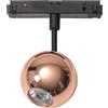 Gea luce NARDO SP - FARETTO PROIETTORE REGOLABILE RAME TONDO INCASTRO MAGNETICO PER BINARIO 48V 3000K 410LM 8,5W