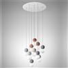 Gea luce SFERA S/10 LAMPADARIO SOSPESO IN METALLO SATINATO BIANCO E DIFFUSORI IN VETRO 3 COLORI 10 LUCI ATTACCO G9