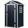 Outsunny Casetta da Giardino Porta Attrezzi in Plastica, 134x104x204 cm, Grigio