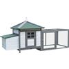 PawHut Pollaio da Giardino per galline in Legno con Vassoio Estraibile,Recinza e Rampa per galline 196x76x97cm, Bianco e Grigio|Aosom.italy