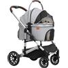 PawHut Carrello per cani 3 in 1 Passeggino per Cani pieghevole per Gatti fino a 10 kg Carrello per Gatti con Cuscino Porta Bicchieri Grigio Chiaro | Aosom Italy