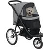 PawHut Cane Carrozzina, Carrozzina per animali domestici per piccoli cani e gatti, con cestino portaoggetti, design pieghevole con un clic, Grigio | Aosom Italy