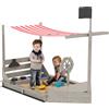 Outsunny Sandbox con tetto solare Piratenschiff, incluso set da cucina per bambini, Legno massello, 180 x 103 x 144,5 cm, Grigio | Aosom Italy