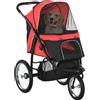 PawHut Passeggino per cani, pieghevole, parasole, finestre in rete, cestino portaoggetti, Rosso, 111 x 58 x 107 cm | Aosom Italy