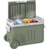 Outsunny Frigorifero da campeggio da 33 L, Frigo da viaggio, Frigo per auto portatile con 2 scomparti e ruote, Plastica, Verde | Aosom Italy