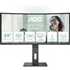 AOC Monitor PC Ultrawide 34" Curvo 3440x1440 100Hz VA Nero