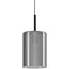 Eglo Cadaques 1, Lampadario a 1 luce, elegante, lampada a sospensione in acciaio finitura argento e vetro fumé, lampada per il tavolo da pranzo, lampadario da soggiorno con attacco E27
