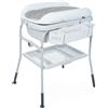 Chicco Cuddle & Bubble Vaschetta Bagnetto Fasciatoio Neonato Ergonomico con Materassino e Morbido Riduttore, Altezza Regolabile, Chiusura Compatta, Parent Organizer 2 Ruote, Max 11kg - Dots, Grigio