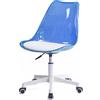 Shally Dogan Sedia da Scrivania con ruote e Schienale trasparente Blu Poltrona da Ufficio