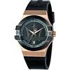 Maserati Orologio da uomo, Collezione Potenza, movimento al quarzo, tempo e data, in acciaio, PVD oro rosa, PVD nero e poliuretano - R8851108002
