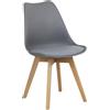 Totò Piccinni Sedia FUTURA con cuscino imbottito e gambe in LEGNO di faggio dal desing scandinavo (1, Grigio)
