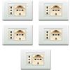 Electron 5 Placche, 2 moduli/posti, singolo e doppio, schuko, UNEL, Compatibile Con BTicino Magic, bianco bianca, Plastica di alta qualità, 100% compatibile con supporti e moduli originali