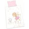 Herding Set Biancheria da Letto Little Fairy, MADE IN GREEN by OEKO TEX, Federa 40 x 60 cm con Chiusura a Busta, Copripiumino 100 x 135 cm con Cerniera Scorrevole, 100% Cotone Renforcé, Rosa