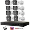 HIKVISION Kit Videosorveglianza Hikvision NVR 4K PoE 8 Canali con 8 Telecamere Bullet 4 MP
