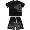 CEWIFO Uomo Tuta Sportiva Syna World, Cotton Tee，Summer Shorts, Stampa in Schiuma, Set Felpa Casual,Top E Pantaloncini S-3XL