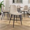 DEGHI Set 4 sedie in velluto a coste grigio e grigio ghiaccio con gambe in metallo nere - Finesse