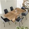 DEGHI Tavolo allungabile 160-200x90 cm effetto rovere chiaro e base in acciaio - Bledan