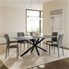 DEGHI Tavolo da pranzo 200x90 cm top in pietra sinterizzata grigio opaco e gambe in metallo nero - Cifran