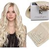 RUNATURE Extension Capelli Veri Clip Biondo Bianca 7Pezzi 35cm 120g #800