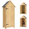 Outsunny Casetta da Giardino in Legno di Abete con Anta, Armadio da Esterno Porta Attrezzi da Giardino con 3 Mensole e Tetto in Asfalto Impermeabile, 77.5x54.2x179.5cm