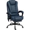 Vinsetto Poltrona da Ufficio con 7Punti Massaggianti e Poggiapiedi, ergonomica e regolabile, in PU e Acciaio, 67x67x111-121cm, Blu| Aosom Italy