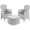 Ipae Progarden Set da esterno o interno Tree effetto rattan 1 Tavolo + 2 Poltrone Con Cuscini Bianco