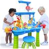 TEMI Tavolo da gioco ad acqua per bambini piccoli, per sabbia e acqua, a 3 livelli, per esterni, giocattolo sensoriale, per giardino e spiaggia, estate, spiaggia, giocattolo per bambini di età 3, 4, 5