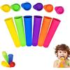 Bavooty Stampi Ghiaccioli Silicone,Stampo per Gelato,Stampi per Ghiacciolo in Silicone con Coperchio,Stampi per Ghiaccioli in Silicone,DIY Riutilizzabile Stampi,per Gelato Casa,Sorbet,Yoghurt,Bevande,6 Pezzi