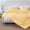 Wotcsil Set Copripiumino Matrimoniale 240x220 Floreale Stampa Sacco Parure Copripiumino Matrimoniale con 1 x Copripiumino 220x240 cm e 2 x Federe 50x75 cm in Microfibra Giallo