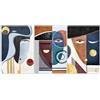 World Art Stampa 'Composizione visi astratti'