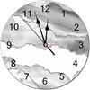Funlucy Moderno orologio da parete rotondo grigio bianco marmo agata semplice argento scintillio silenzioso senza ticchettio orologi da parete per cucina, ufficio, orologio da appendere retrò, 25,4 cm