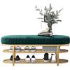 WatSKY Comoda Panca da Ingresso in Velluto, Panca per Scarpe Moderna con Scarpiera in Oro a 2 Livelli (Colore: Verde, Dimensioni: 80x32x43cm)