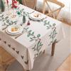 Clothfuna Tovaglia natalizia quadrata, tovaglia natalizia con rami di agrifoglio, in lino e cotone bianco, per feste, vacanze, tavolo da pranzo, 120 x 120 cm