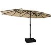 COSTWAY Ombrellone Doppio da Giardino 451,5 x 264 cm, Ombrellone Rettangolare con Sistema a Manovella, Obrellone da Giardino con Base e 12 Costole, per Giardino, Cortile (Beige)