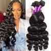 Huarisi Loose Wave Weaves Human Hair 4 Bundles 22 24 26 28 Inch, Long Loose Wave Bundles Brazilian Virgin Hair, 10A Unprocessed Wavy Human Hair Extensions,Remy Real Hair Weft Sew in Weaving