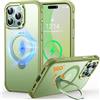 CUTELFON Custodia O3 Mag-Stand per iPhone 16 Pro Max con Supporto a 360°,[Compatibile con MagSafe][Eccezionalmente Delicata Sulla Pelle] Sottile Eopaca Magnetica Traslucida 6,9, Verde Opaco